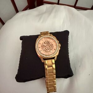 Coach Rose Gold Boyfriend Women's Watch with Crystal Accents
